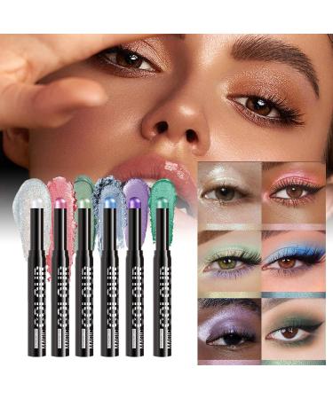 Cream Eyeshadow Stick | Brightening Eye Pencil - 6 Shaded Sticks Waterproof for Travel Daily Cosmetics and Holiday Gifts - Buy Online on GoSupps.com
