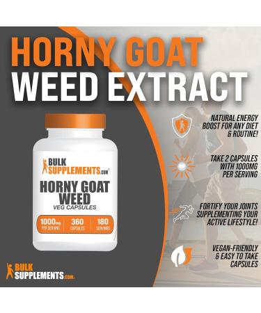 BULKSUPPLEMENTS Horny Goat Weed Capsules - 360 Veg Capsules, Epimedium Extract Supplement for Men, Herbal Vegan Formula - Buy Online on GoSupps.com
