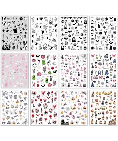 JMEOWIO 12 Sheets Halloween Nail Art Stickers Decals Self-Adhesive Cute Heart Nail Supplies Nail Art Design Decoration Accessories - Buy Online on GoSupps.com