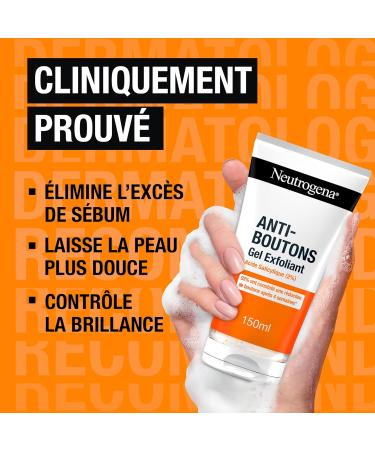 Neutrogena Gel Exfoliant Anti-Boutons (tube de 150 ml) Exfoliant pour le visage l'acide salicylique (2%) 93% ont constat une r duction de boutons apr s 4 semaines* 150 ml (Lot de 1) - Buy Online on GoSupps.com