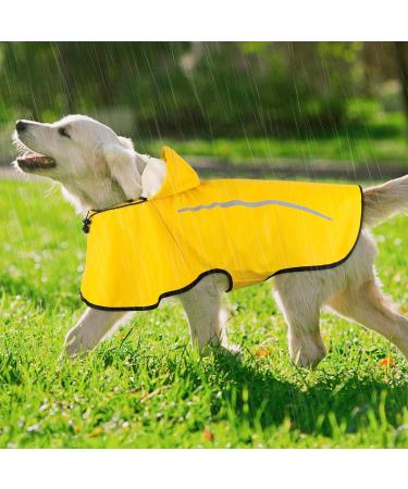 Hundred Dog Raincoat with Removable Hood - Waterproof & Reflective Ultra-Light Jacket for Outdoor Dogs - Yellow - Buy Online on GoSupps.com