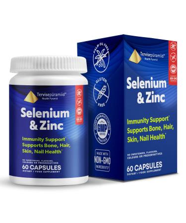 Health Pyramid Selenium and Zinc Supplement for Nail Growth Bone Skin and Hair Health Cellular Health and Immunity Support 60 capsules