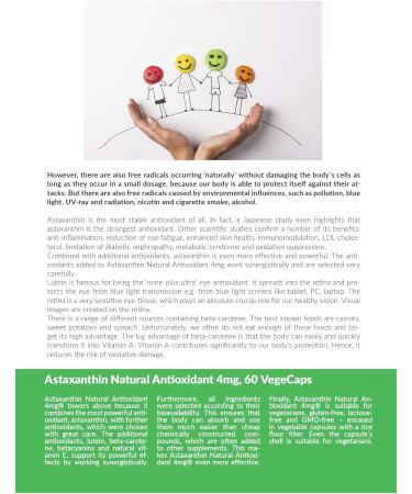 Astaxanthin with Lutein & Beta-Carotene | Vegan Antioxidant Supplement - 60 Capsules - No Preservatives - Haematococcus Algae - Buy Online on GoSupps.com