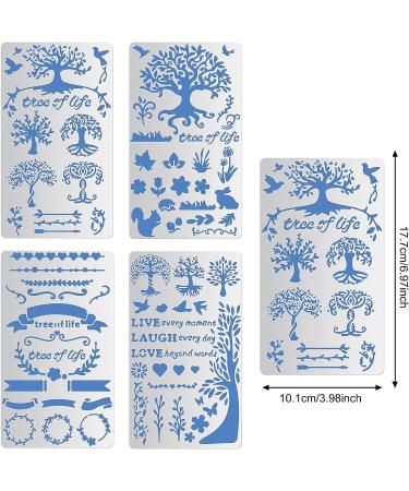 BENECREAT 4PCS 4x7 Inch Tree of Life Metal Stencils - Animal Leaves Vine Templates for Wood Carving, Drawings, Woodburning, Engraving, and Scrapbooking - Buy Online on GoSupps.com