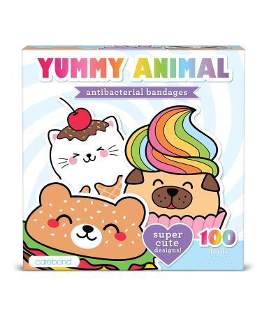 Yummy Animal Kids Bandages, 100 ct Super Cute Designs | Wear Like Stickers, Adhesive Antibacterial Bandages for Minor Cuts, Scrapes, Burns. Easter Basket Stuffers for Kids & Toddlers