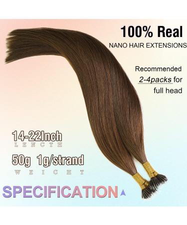 KOCONI 22 Inch #4 Chocolate Brown Nano Rings Human Hair Extensions - 50g Double Drawn Nano Tip Beads, Real Hair, 1g/Strand - Shop Now! - Buy Online on GoSupps.com