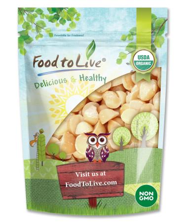 Organic Macadamia Nut Halves & Pieces, 2 Pounds  Non-GMO, Raw, Shelled, Unsalted, Kosher, Vegan, Bulk. Keto Snack. Good Source of Healthy Fats. Great as Topping for Salad, Yogurt, Cereal, Dessert. 2 Pound (Pack of 1)