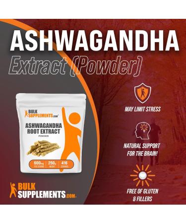 Organic Ashwagandha Root Extract Powder - 450mg per Serving - 250g (8.8 oz) - Pure Ashwagandha Supplement - Buy Online on GoSupps.com