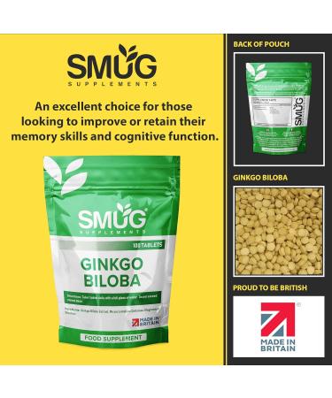 SMUG Ginkgo Biloba Tablets - 100 High Strength 6000mg for Memory & Cognitive Function - Vegan, Made in Britain - Buy Online on GoSupps.com