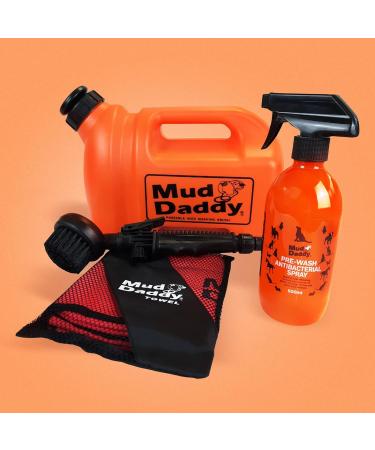 Mud Daddy Starter Bundle 5L Orange Portable Pet Washing Device with 500ml Prewash Spray - Ideal for Dogs, Horses, and Small Animals - Buy Online on GoSupps.com