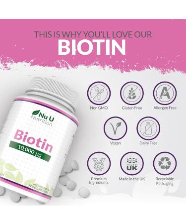 Biotin Hair Growth Supplement - 365 Vegan Tablets | 10,000mcg - Full Year Supply - Buy Online on GoSupps.com