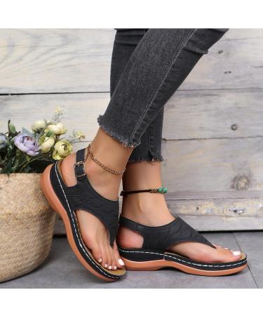 Dimleen Orthopedic Sandals - Women's Arch Support Flat Sandals - Black, Size 8.5 - Buy Online on GoSupps.com