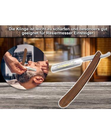 Premium Wooden Handle Razor with Gold Etching - 5/8 Inch Fixed Blade for Precision Shaving | International Shipping Available - Buy Online on GoSupps.com