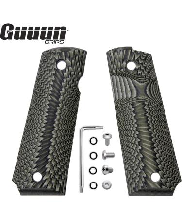 Buy Guuun 1911 Full Size Pistol Grips - G10 Ambi Safety Cut Sunburst Texture in Green/Black | Premium 1911 Handle Replacement - Buy Online on GoSupps.com