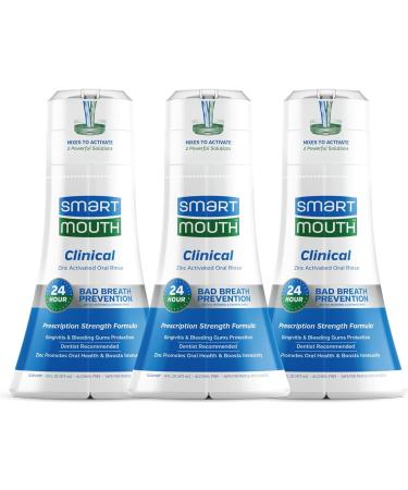 SmartMouth Clinical DDS Activated Mouthwash, Bad Breath and Bleeding Gums Support, 16 fl oz, 3 Pack