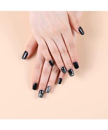 3D Rose Press On Nails Short 2 Pack for Women - Almond Cat Eye Fake Nails - Black Magnetic False Nail Tips (Art11) - Buy Online on GoSupps.com