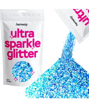 Hemway |Ultra-shine glitter Extra Chunky Glitter 1/24 "0.040" 1mm 1000mic 100 g Ocean Blue Holographic Ocean Blue Holographic Extra Chunky-100g