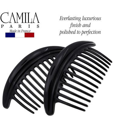 Camila Paris MP978/2 French Hair Side Combs - Black Curved Interlocking Combs for Strong Hold Bun Chignon - Women's Hair Accessories from France - Buy Online on GoSupps.com