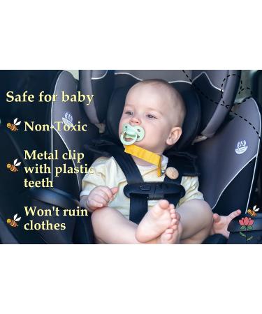 Organic Cotton Pacifier Clips - 4 Pack | Universal Fit for Most Pacifiers | Gender-Neutral Soother Leash with Clip - Buy Online on GoSupps.com