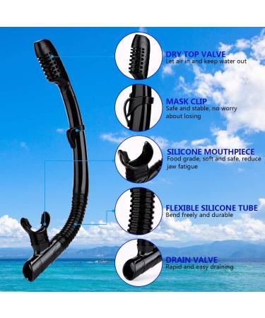 AQUA A DIVE SPORTS Dry Snorkel for Snorkeling, Scuba Diving & Swimming - Adult & Youth - Top Dry Valve, Silicone Mouthpiece - All Black - Buy Online on GoSupps.com