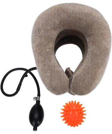 Buy Inflatable Neck Ruff with Massage Ball Set - Neck Support Traction Device for Adults - Ultimate Comfort & Relief (Brown) - Buy Online on GoSupps.com