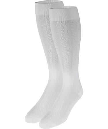 Truform Compression Socks 15-20 mmHg Women's Dress Knee High - Large, White Cable Knit - Buy Online on GoSupps.com