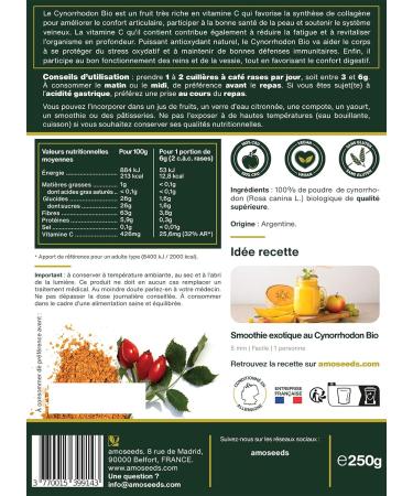 Organic Rose Hip Powder 250G | Joints Mobility Antioxidant Vitamin C Vitality | Superior Quality - Buy Online on GoSupps.com