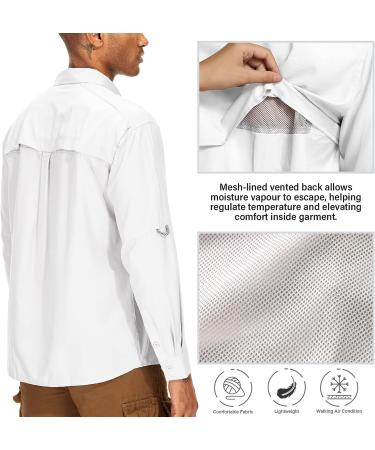 Asfixiado Men's Long Sleeve Fishing Shirt UV Protection UPF 50+ Lightweight Cooling Hiking Shirt 3XL White - Buy Online on GoSupps.com