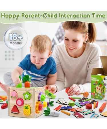 Motoric Cubes 5-in-1 Activity Toys for 1-3 Year Olds | Montessori Educational Wooden Activity Center | 49 PCS Gift for Kids 18 Months+ - Buy Online on GoSupps.com