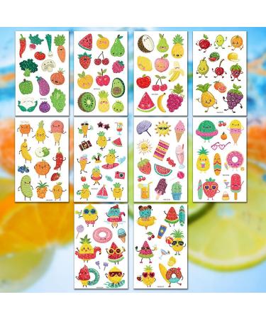 120 pcs Glitter Temporary Tattoos for Kids Summer Cartoon Fruit Waterproof Fake Tattoos Watermelon Strawberry Pineapple Tattoos Sticker for Boys Girls Birthday Party Favors - Buy Online on GoSupps.com