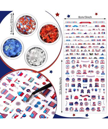 Patriotic Nail Art Set: 4th of July Stickers, Memorial Day Glitter, American Flag Decals - Buy Online on GoSupps.com