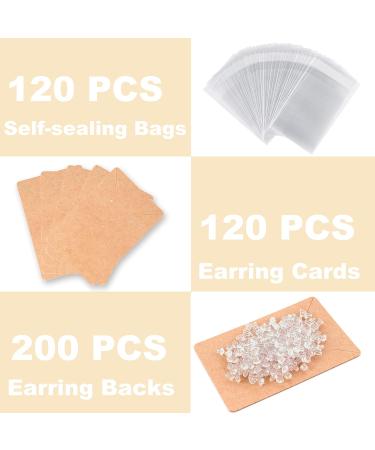 120 Earring Cards with Packaging and 240 Earring Backs for Jewelry Display - Brown, 3.5x2.4 Inches - Buy Online on GoSupps.com