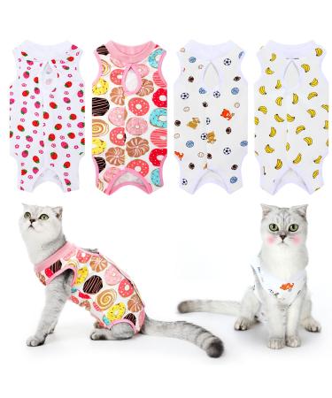 4 Pieces Cat Recovery Suits Cotton Recovery Body Wraps Breathable Kittens Recovery Clothes for Cats Small Dogs Abdominal Recovery Weaning Classic Pattern L