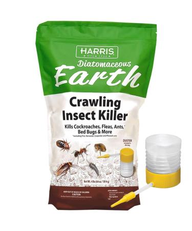 Harris Diatomaceous Earth Crawling Insect Killer, 4lb with Powder Duster Included Inside The Bag