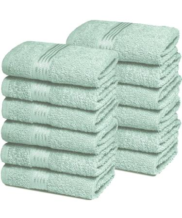 BELIZZI HOME Ultra Soft Cotton Washcloths Contains 12 Piece Face Cloths 12x12 inch Ideal for Everyday use Face Towels Compact & Lightweight Multi Purpose Washcloths - Sea Green 12 Pack Washcloths Sea Green