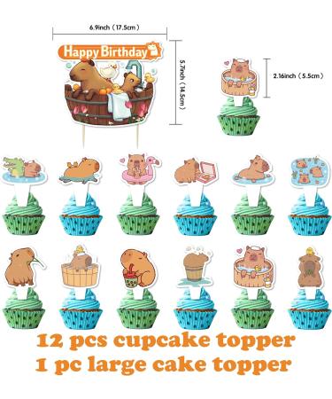 Gallasy 13pcs Capybara Birthday Cupcake Topper Capybara Cake Topper for Kids Birthday Capybara Baby Shower Capybara 1st Birthday Decoration - Buy Online on GoSupps.com