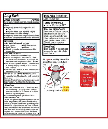 Mucinex Sinus-Max Severe Nasal Congestion Relief Spray - Fast Acting Cooling Menthol - 12 Hour Relief - 0.75 Fl Oz (Pack of 4) - Buy Online on GoSupps.com