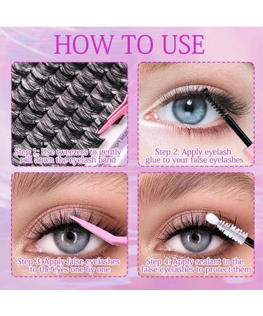 Self Adhesive Lashes Fluffy Cluster Lashes Extension Kit Reusable Self Adhesive D Curl individual Eyelash DIY Lash Extension Kit with Lash Bond and Seal Lash Applicator and Lash Tweezers - Buy Online on GoSupps.com
