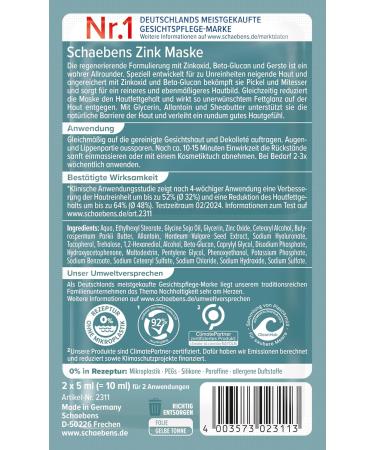 Schaebens Zinc cream mask reduces impurities and supports the natural skin barrier with zinc oxide betaglucan and barley for impure skin - Buy Online on GoSupps.com