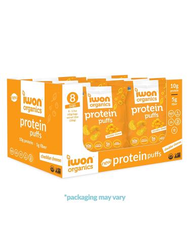 IWON Organics Cheddar Cheese Protein Puffs - High Protein & Organic Snack (8 Bags) - Buy Online on GoSupps.com