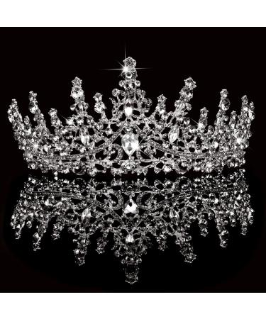TOBATOBA Silver Wedding Tiara for Women Crystal Tiaras and Crowns for Women Wedding Tiaras for Bride Royal Queen Crown Headband Princess Quinceanera Headpieces for Birthday Prom Pageant Party