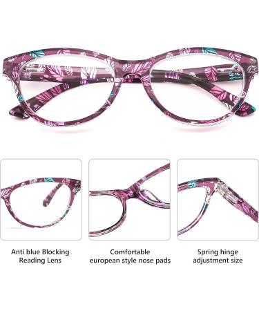 FEISEDY Cat Eye Reading Glasses for Women - Blue Light Blocking Cateye Eyeglasses B9107 in Purple Print - 2.0x Magnification - Buy Online on GoSupps.com