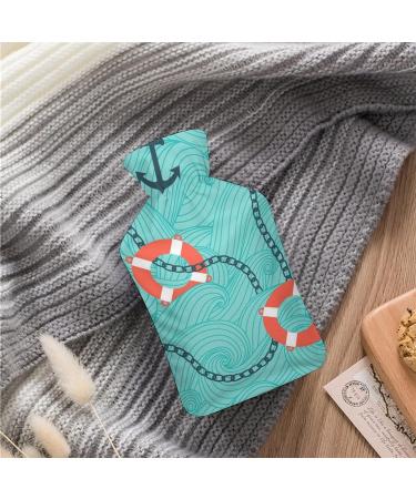 Hot Water Bottle with Lid - Anchor Pattern Rubber Bag for Pain Relief Cramps & Foot Warmer | Hot & Cold Therapy - Buy Online on GoSupps.com