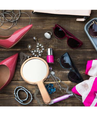 FOMIYES Hand Mirror - Rose Gold Glass Handheld Mirror for Makeup and Travel - 16x9cm - Buy Online on GoSupps.com