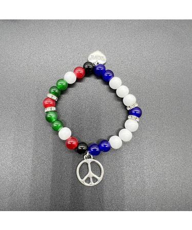 Vsilay Y2K Cool Girl Acrylic Beads Bracelets - Love & Peace Stacked Couple Bracelets | Trendy Flag Color Heart Accessories - Buy Online on GoSupps.com