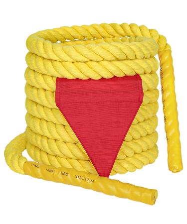 X XBEN Tug of War Rope with Flag for Kids, Teens and Adults, Soft Cotton Rope Games for Team Building Activities, Family Reunion, Birthday Party-20FT Bright Yellow 20 Feet