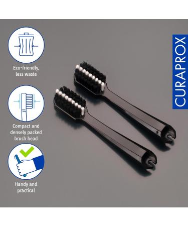 Curaprox Black Is White Travel Refill Brush Heads - Duo Pack for Travel Toothbrush | International Shipping Available - Buy Online on GoSupps.com