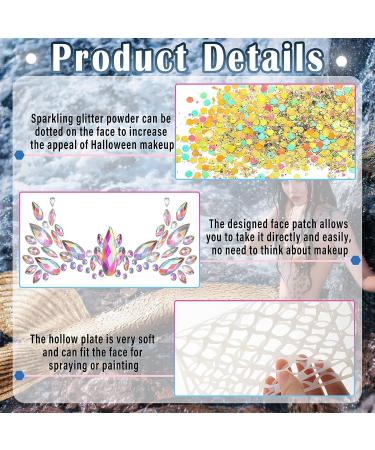 Mermaid Costume for Women: Face Gems, Glitter, Stencils - Festival Party Makeup Kit - Buy Online on GoSupps.com