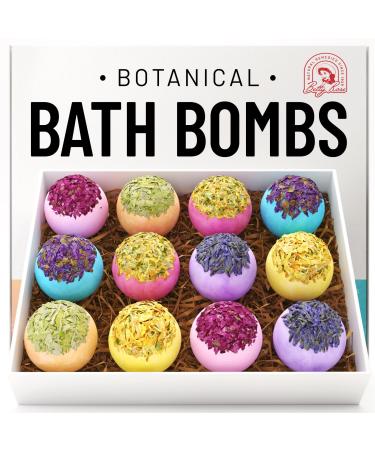 * Bath Bombs Gift Set - 12 Botanical Scent Bath Bombs Women with Essential Oils for Natural Lush Bath Bomb - Moisturizing Bathbombs Balls for Women  Organic Bath Bombs for Men Lavender Bath Bombs