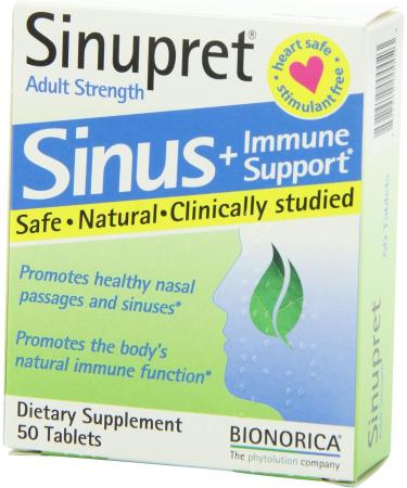 Sinupret Adult Strength Herbal Supplement for Fast-Acting Sinus & Immune Support - 50 Tablets - Buy Online on GoSupps.com